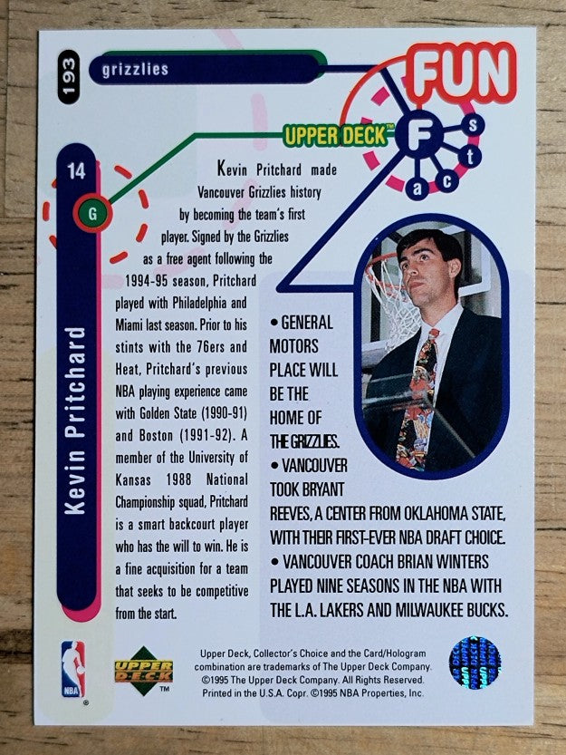 1995-96 Collector's Choice Player's Club #193 Kevin Pritchard FF