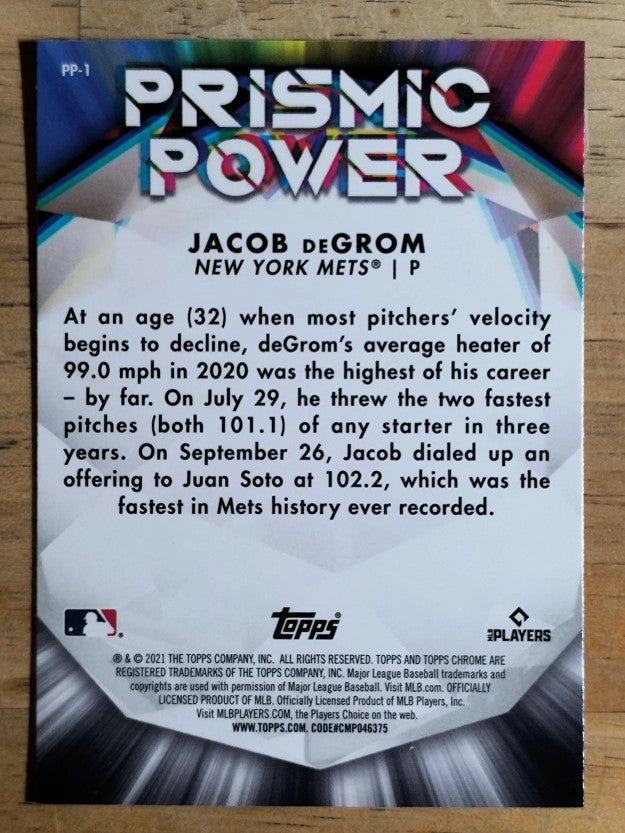 2021 Topps Chrome Prismic Power #PP1 Jacob deGrom