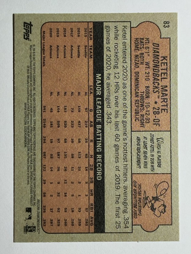 2021 Topps Heritage #83 Ketel Marte