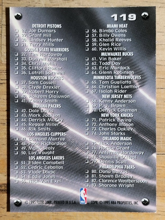 1995-96 Metal #119 Checklist