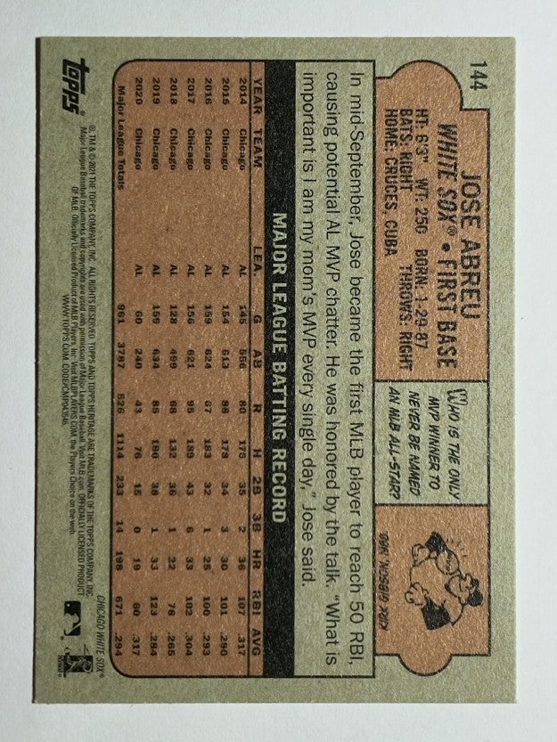 2021 Topps Heritage #144 Jose Abreu