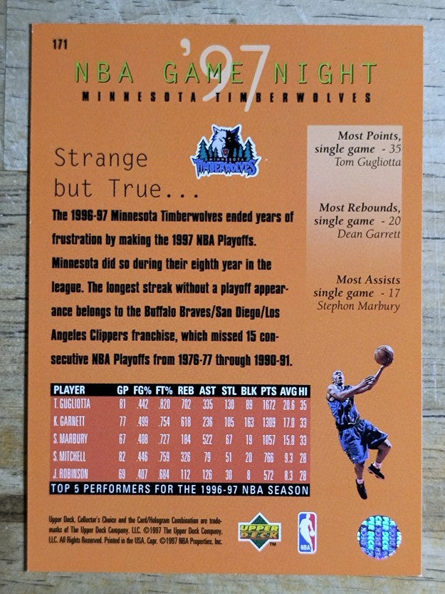 1997-98 Collector's Choice #171 Kevin Garnett/Stephon Marbury/Tom Gugliotta