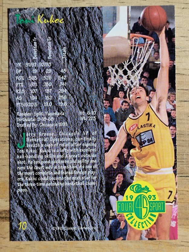 1993 Classic Four Sport #10 Toni Kukoc