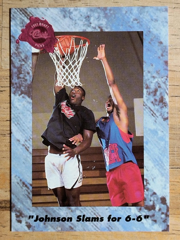 1991 Classic Four Sport French #201 Larry Johnson Slams for/6-6 Tie