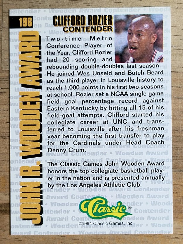 1994 Classic Four Sport Gold #196 Clifford Rozier JWA