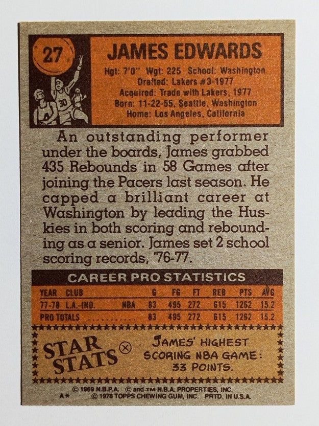 1978-79 Topps #27 James Edwards RC (MINT)