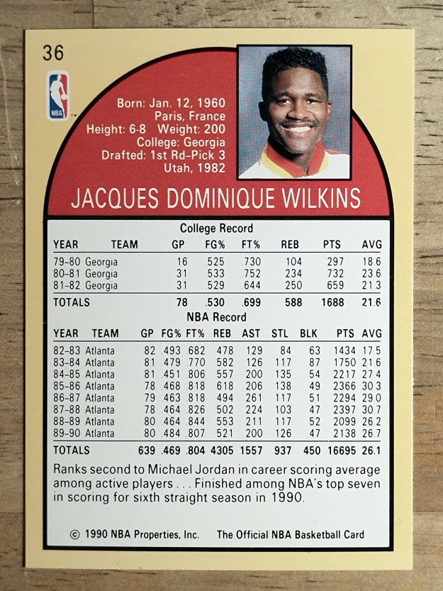 1990-91 Hoops #36 Dominique Wilkins