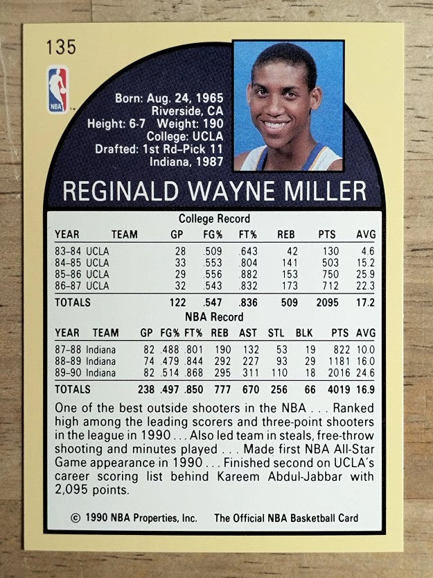 1990-91 Hoops #135 Reggie Miller