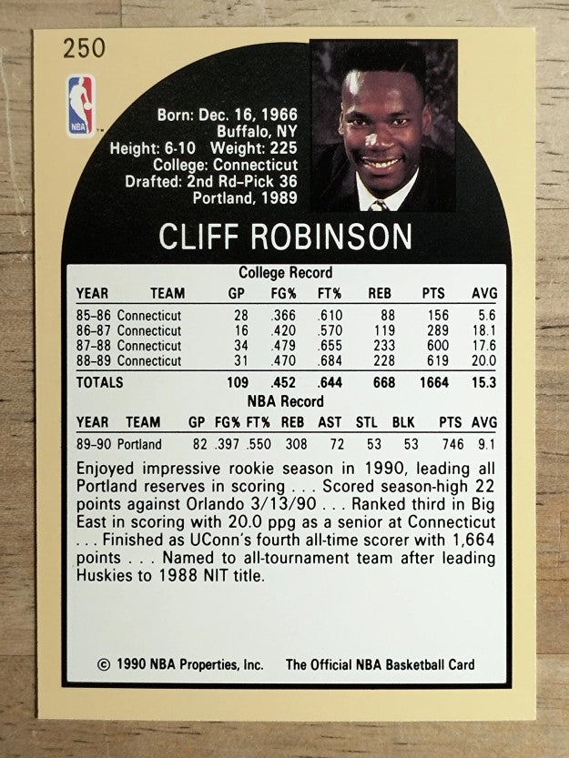 1990-91 Hoops #250 Clifford Robinson RC
