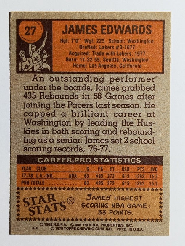 1978-79 Topps #27 James Edwards RC (NMMT)