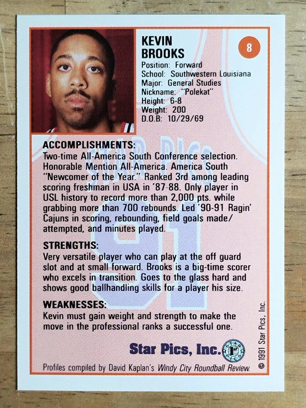 1991 Star Pics #8 Kevin Brooks
