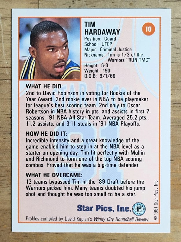 1991 Star Pics #10 Tim Hardaway FLB