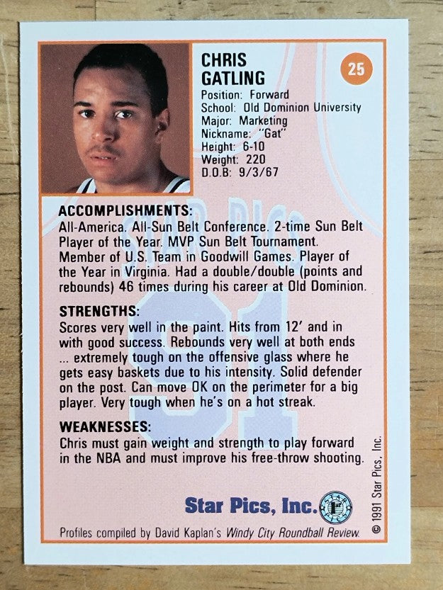 1991 Star Pics #25 Chris Gatling