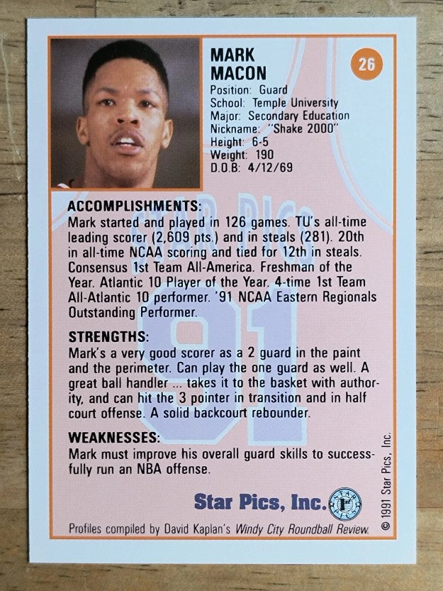 1991 Star Pics #26 Mark Macon