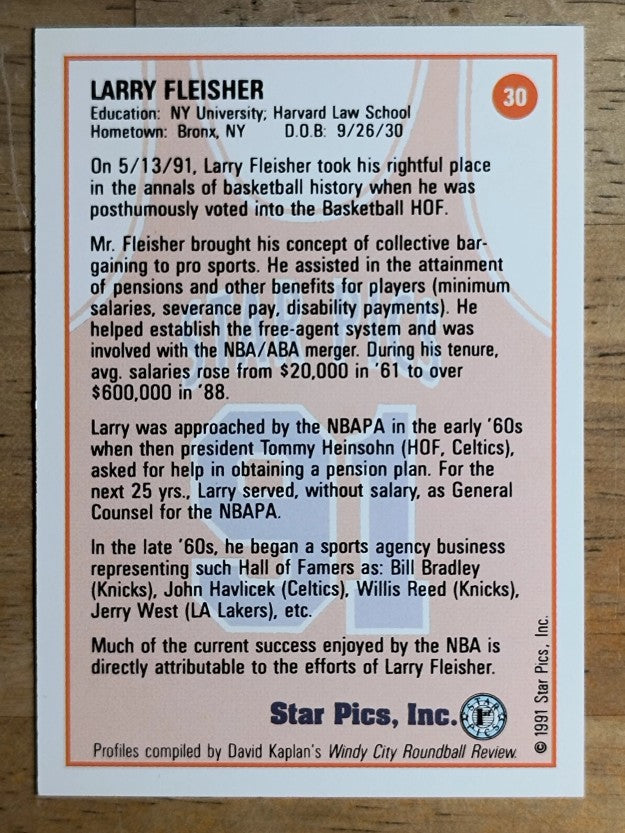 1991 Star Pics #30 Larry Fleisher