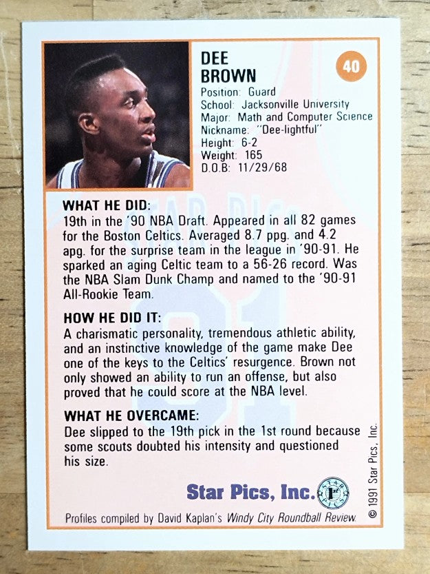 1991 Star Pics #40 Dee Brown