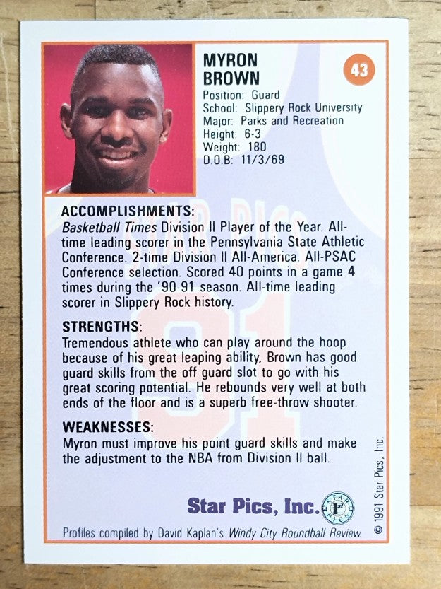 1991 Star Pics #43 Myron Brown