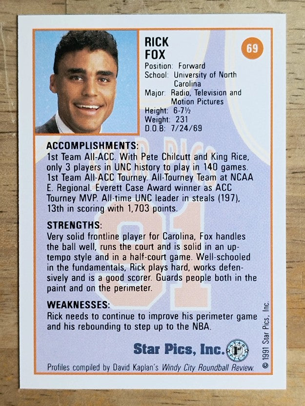 1991 Star Pics #69 Rick Fox