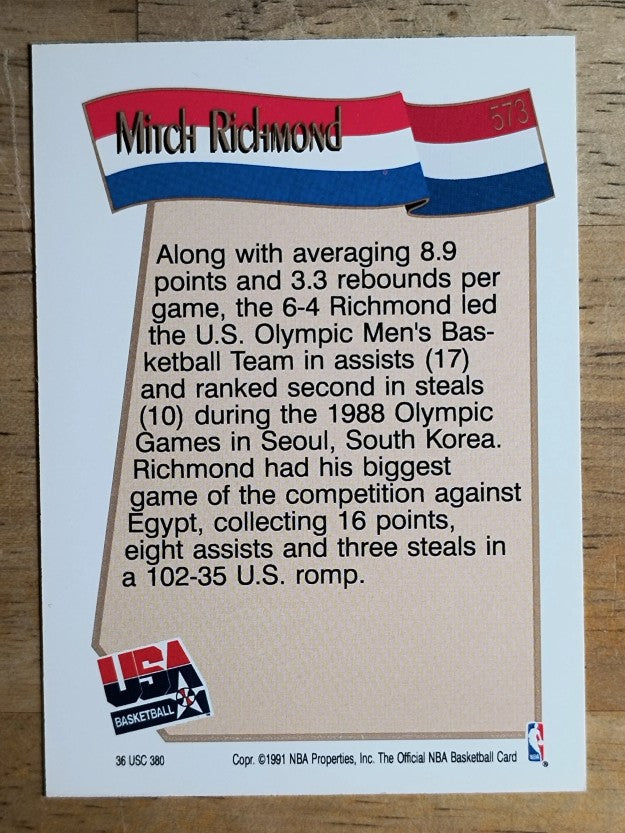 1991-92 Hoops #573 Mitch Richmond USA