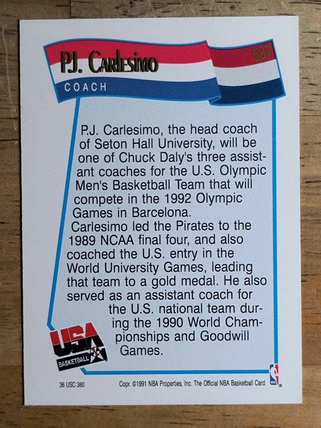 1991-92 Hoops #587 P.J. Carlesimo CO USA RC