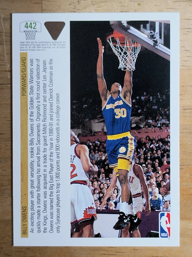 1991-92 Upper Deck #442 Billy Owens TP RC