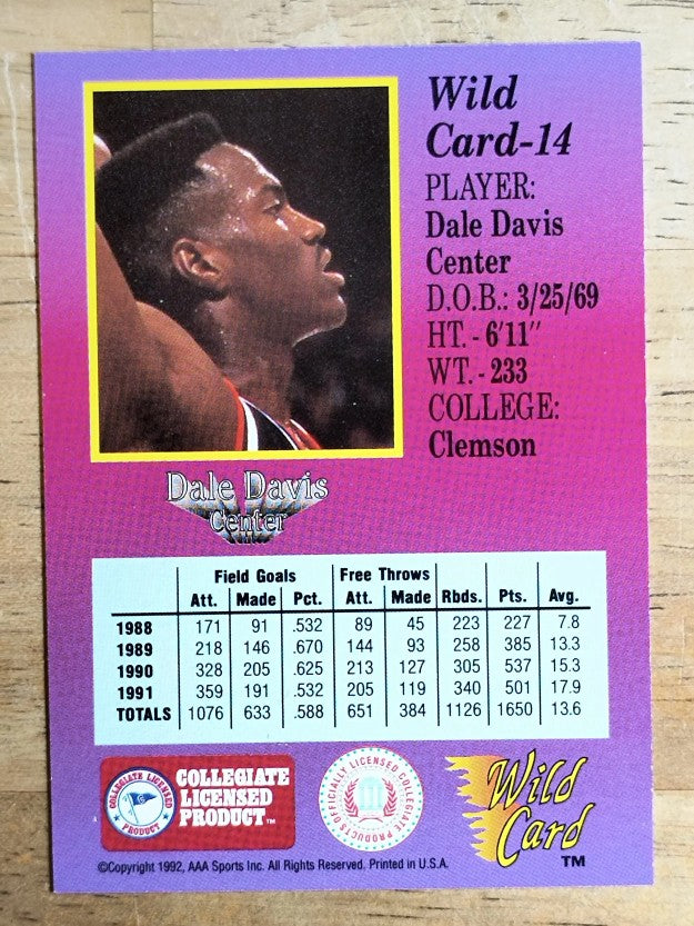 1991-92 Wild Card #14 Dale Davis