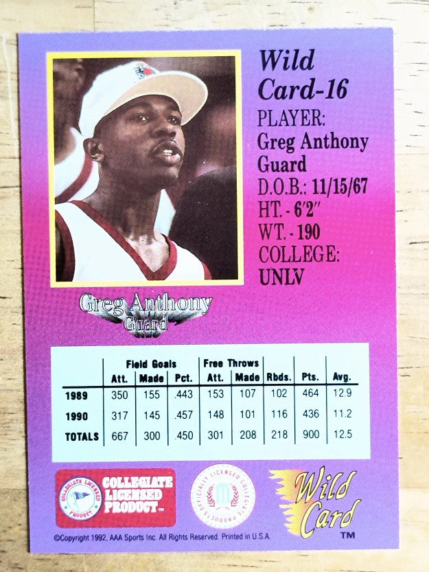 1991-92 Wild Card #16 Greg Anthony