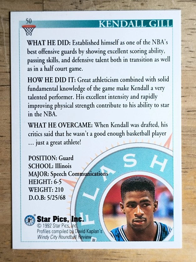 1992 Star Pics #50 Kendall Gill FLB
