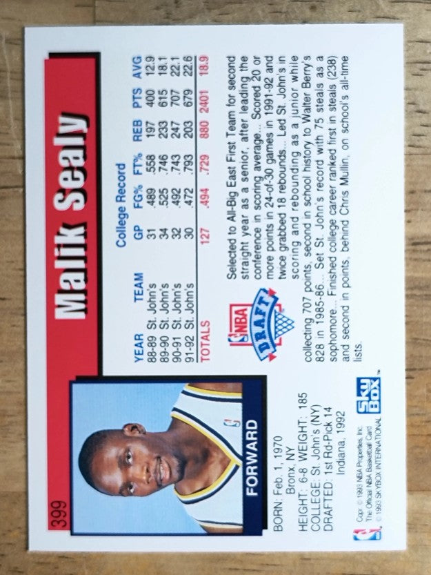 1992-93 Hoops #399 Malik Sealy RC