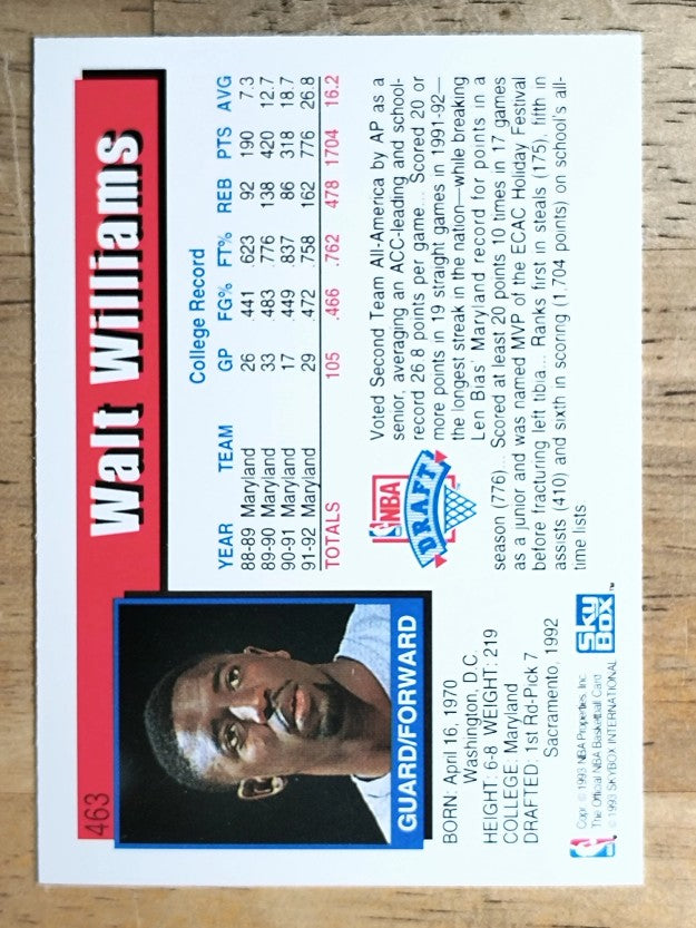 1992-93 Hoops #463 Walt Williams RC