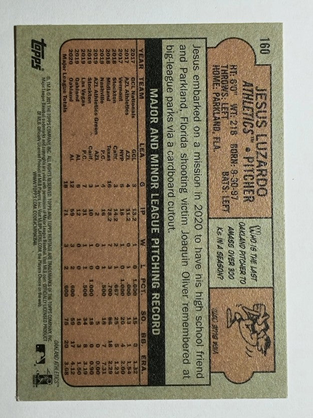 2021 Topps Heritage #160 Jesus Luzardo