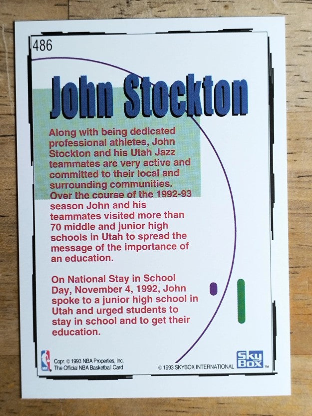 1992-93 Hoops #486 John Stockton STAY