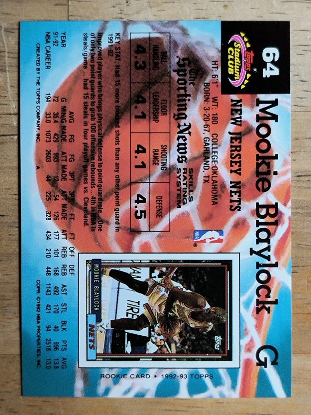 1992-93 Stadium Club #64 Mookie Blaylock