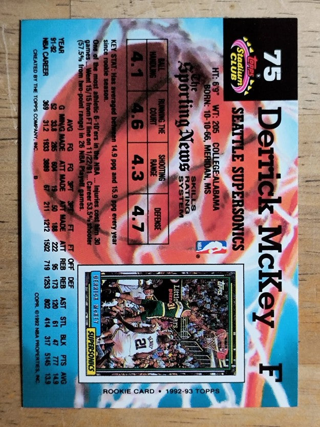 1992-93 Stadium Club #75 Derrick McKey
