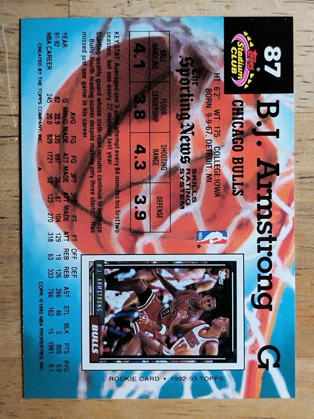 1992-93 Stadium Club #87 B.J. Armstrong