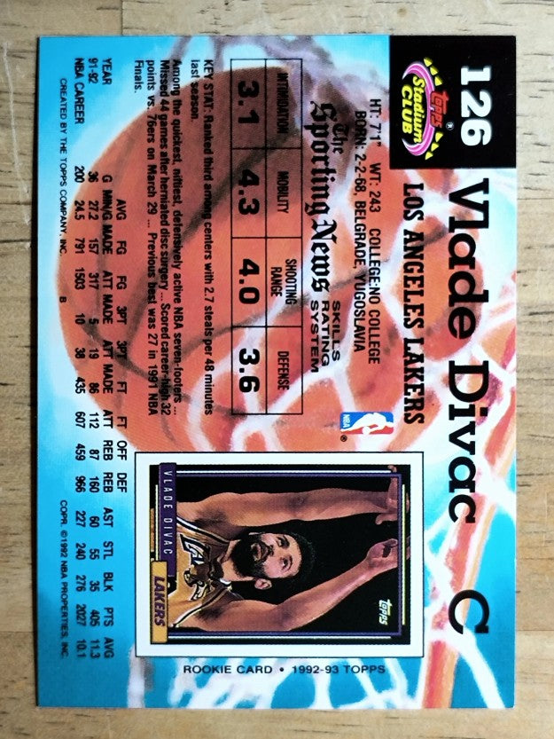 1992-93 Stadium Club #126 Vlade Divac