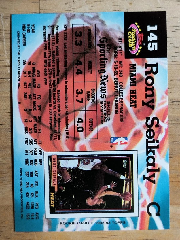 1992-93 Stadium Club #145 Rony Seikaly