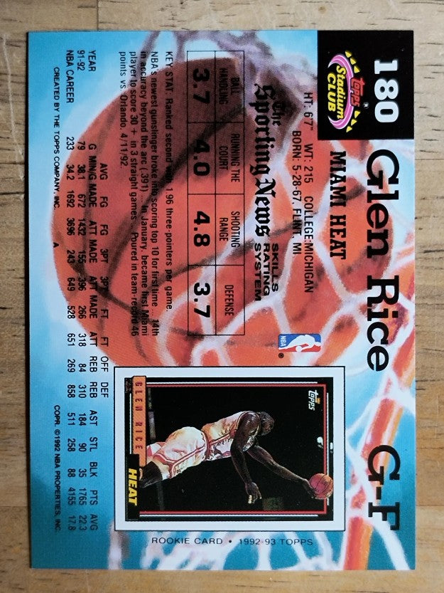 1992-93 Stadium Club #180 Glen Rice