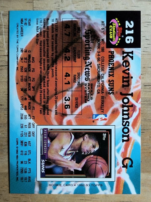 1992-93 Stadium Club #216 Kevin Johnson
