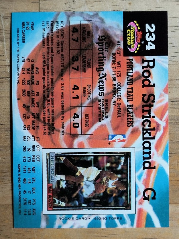 1992-93 Stadium Club #234 Rod Strickland
