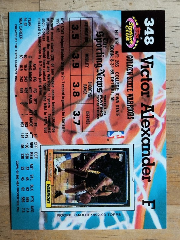1992-93 Stadium Club #348 Victor Alexander