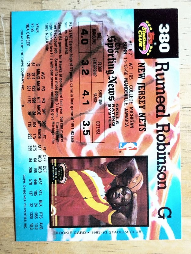 1992-93 Stadium Club #380 Rumeal Robinson