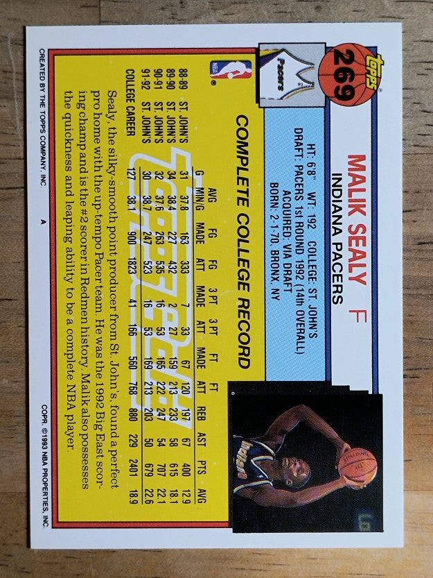 1992-93 Topps Gold #269 Malik Sealy