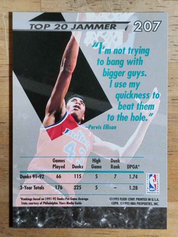 1992-93 Ultra #207 Pervis Ellison JS