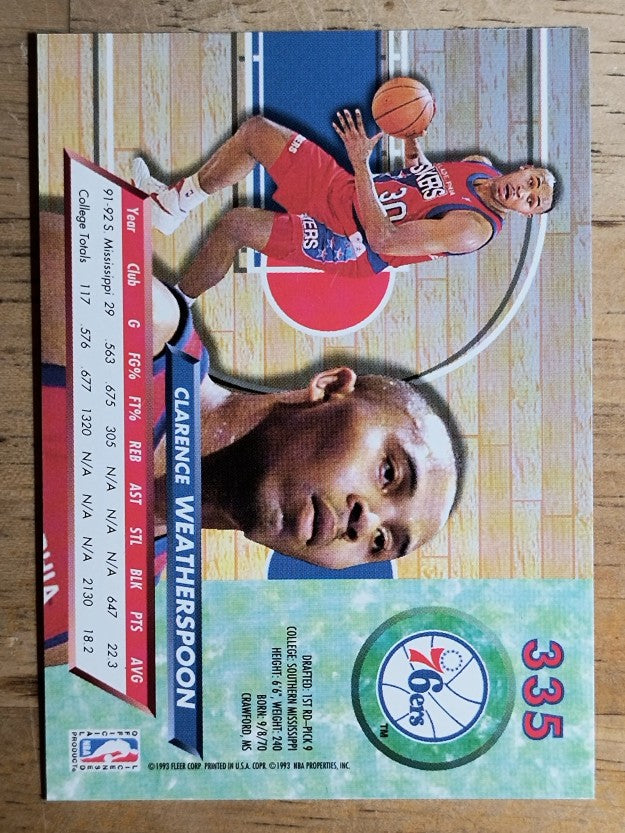 1992-93 Ultra #335 Clarence Weatherspoon RC
