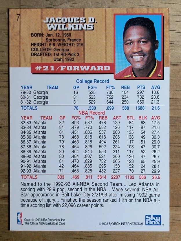 1993-94 Hoops #7 Dominique Wilkins