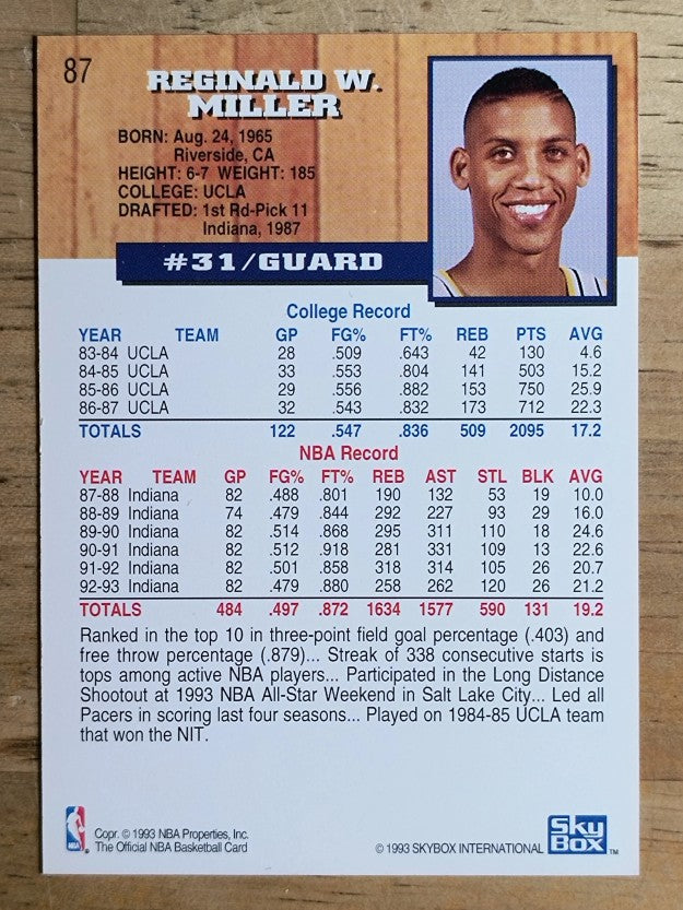 1993-94 Hoops #87 Reggie Miller