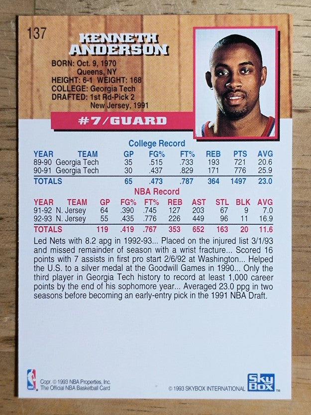 1993-94 Hoops #137 Kenny Anderson