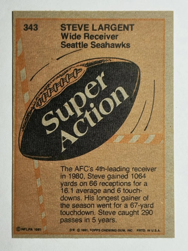 1981 Topps #343 Steve Largent SA