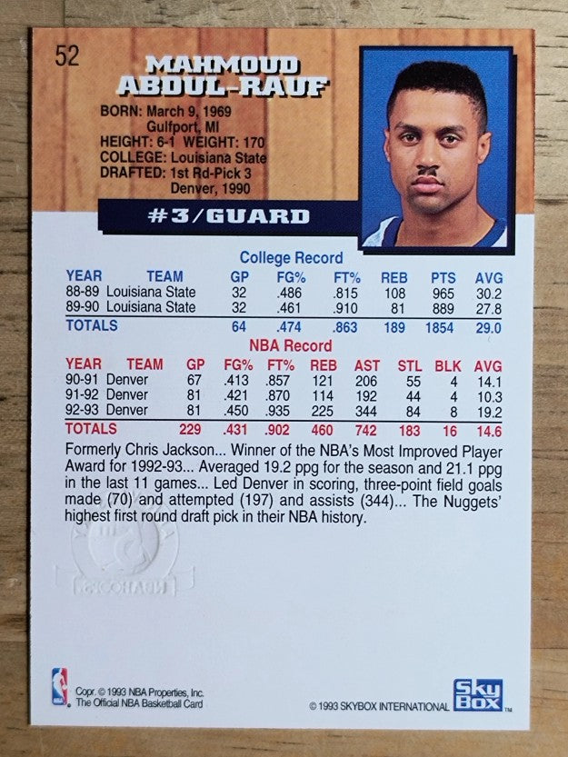 1993-94 Hoops Fifth Anniversary Gold #52 Mahmoud Abdul-Rauf